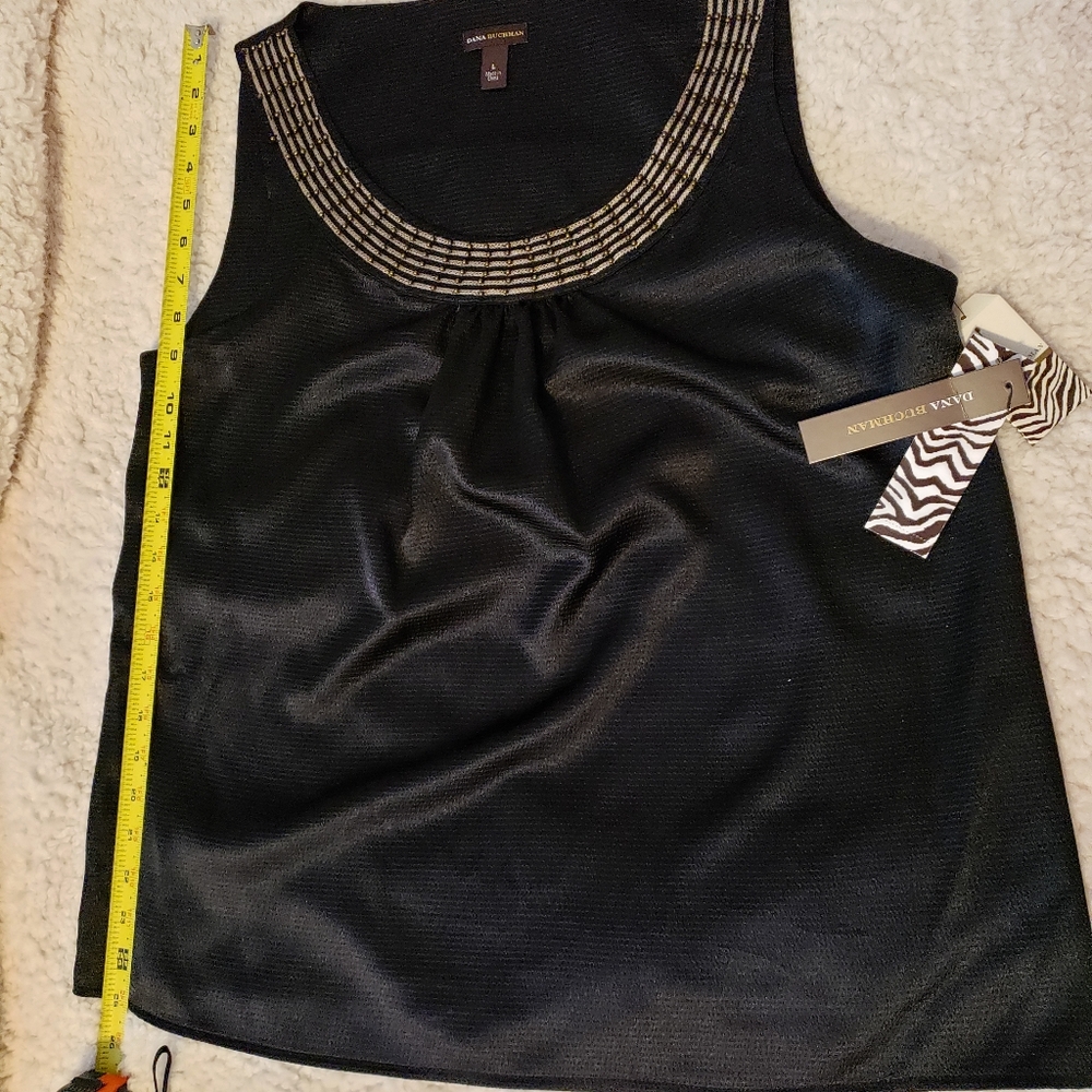 Dana Buchman black embroided sleeveles blouse